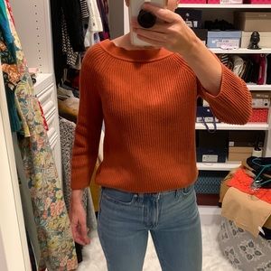J. Crew | 3/4 Sleeve Rust Brown Ribbed Knit Sweater | Size XXS